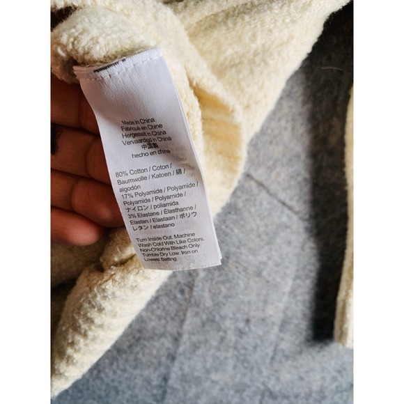 J. Crew Ribbed Boucle Collared Cotton-blend Beach Sweater Cream V-Neck L - Picture 6 of 11